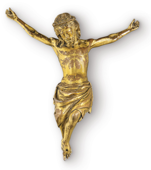 «Cristo Crucificado» en bronce dorado, posiblemente Francia S. X