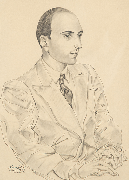 LEONARD FOUJITA Tokio 1886-Zurich 1968 Retrato del Doctor Blanco Soler. 1951. Subasta Pintura siglo XX