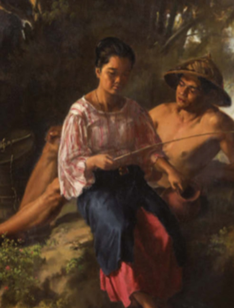 FÉLIX RESURRECCIÓN HIDALGO Y PADILLA Binondo, Manila, Filipinas 1855 – Sarriá, Barcelona 1913 Pareja de jóvenes tagalos ante un río. 1879?