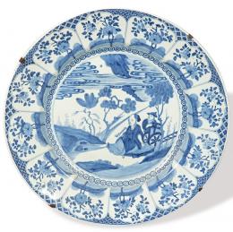 Lote 1385: ran plato de cerámica europea tipo Kraak S. XX.