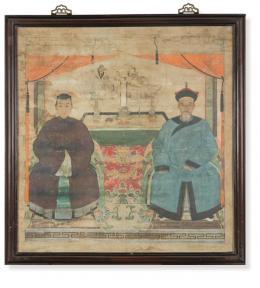 Lote 1400: "Antepasados Chinos" pintados sobre seda, Dinastía Qing S. XIX.