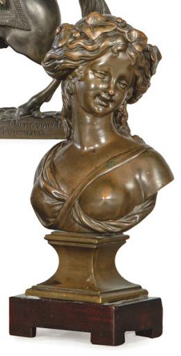 1409   -  Lote 1409: Busto de dama en bronce. Firmado Louis Valentin Elias Robert. Francia, S. XIX.