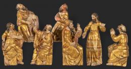 Lote 1430: Siete figuras de madera policromada y dorada. Círculo de Alonso Berruguete, S. XVI