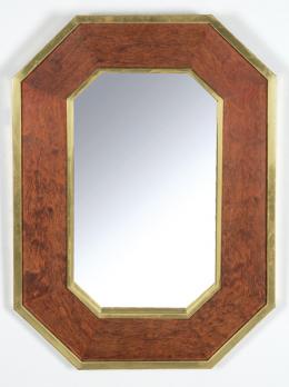 1524-A   -  Lote 1524-a: Espejo ochavado en madera de raiz y latón estilo Willy Rizzo, años 70.