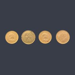 Lote 2433: Lote 4 monedas, dos de Costa Rica, 1 Perú y Estados Americanos.