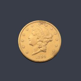 Lote 2444: Moneda 20 dólares americanos en oro de 22 K.