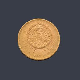 Lote 2446: Moneda 20 pesos mexicanos en oro de 22 K.