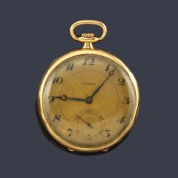 Lote 2472: CH. F. TISSOT & FILS, reloj lepin con caja en oro amarillo de 18 K.
