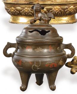 Lote 1363: Incensario de bronce patinado Japón, Periodo Meiji (1868-1912)