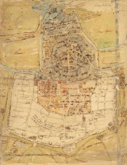 19   -  Lote 19: ESCUELA FRANCESA S. XVIII-XIX - Antiguo mapa manuscrito de la ciudad de Amiens, Francia