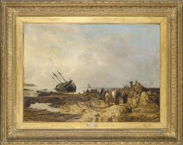 Lote 128: FREDERICK RICHARD LEE, R. A. - Breaking up a Wreck