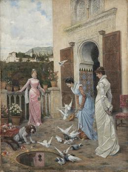 133   -  Lote 133: JOAQUÍN TURINA Y AREAL - Isabel de Portugal con sus damas en la Alhambra de Granada