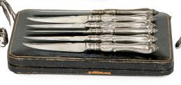 Lote 1163: Juego de seis cuchillos de postre de plata inglesa punzonada Ley Sterling de Allen & Darwin, Sheffield 1904.