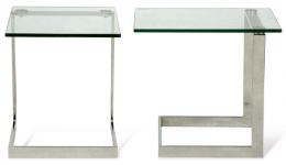 Lote 1319: Pareja de  mesas de cristal de los años 80 de la marca alemana Gebra 