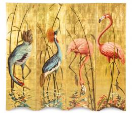 1324   -  Lote 1324: Biombo chino dorado y pintado con aves años 60-70