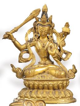 Lote 1364: Tara blanca en bronce dorado Tibet ff. S. XIX