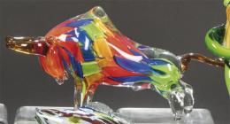 1506   -  Lote 1506: Toro de cristal de Murano doblado, h. 1970.