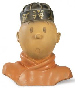 Lote 1547: Busto de Tintin en escayola pintada