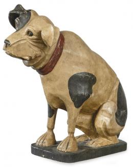 1549   -  Lote 1549: "Nipper" .Escultura de madera tallada y policromada, Inglaterra h. 1930-40.
Representando al  perro de  La voz de su Amo. 