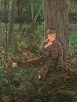 111   -  Lote 0111
SANTIAGO RUSIÑOL - Niño sentado cerca de un árbol. 1885-1889