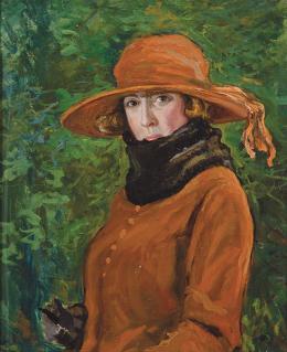 Lote 114: ESCUELA ESPAÑOLA S. XIX - Retrato de dama con traje rojo