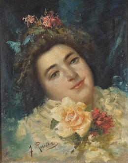 Lote 130: ESCUELA ESPAÑOLA S. XIX - Dama con flores