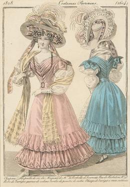 16   -  Lote 16: Colección de 8 grabados de la revista de moda "Costumes Parisiens", París 1828-1829