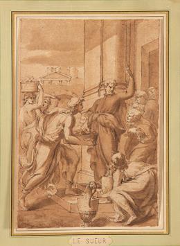 Lote 22: ESCUELA FRANCESA S. XVIII-XIX - Escena de un santo