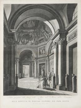 Lote 3: VINCENZO FEOLI - Veduta prospettica della stanza delle Muse nel Museo Pio-Clementino