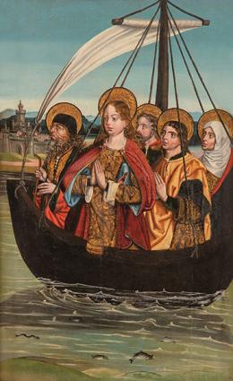46   -  Lote 46: ESCUELA CASTELLANA S. XVI - La Magdalena acompañada de los apóstoles rumbo a Marsella
