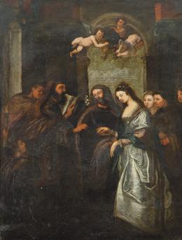 Lote 50: ESCUELA FLAMENCA S. XVII - Desposorios de la Virgen