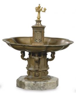 Lote 1038
Maqueta de fuente en bronce patinado con base de mármol. Firmada Sauthern en Vinena, 1847.