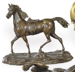 Lote 1215: "Caballo" en bronce patinado, Francia S. XIX.