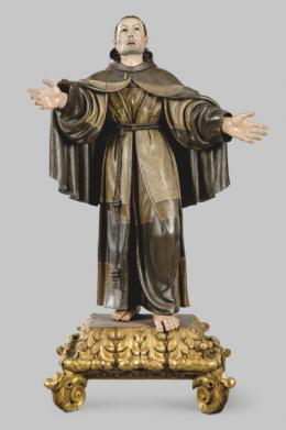 1226   -  Lote 1226
Atribuído a Alonso Cano (Granada 1601-1667) con posible participación de Pedro de Mena (Granada 1628-1688)
"San Diego de San Nicolás" década de 1650
Escultura de madera tallada, policromada y dorada.