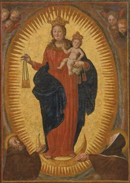 74   -  Lote 74: ESCUELA CENTROEUROPEA S. XVII - Virgen del Carmen rodeada de santos