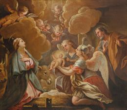 78   -  Lote 78: SEGUIDOR DE LUCA GIORDANO S. XVIII - San Miguel y San Gabriel presentan el Niño Jesús a la Virgen