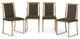 Lote 1357: Michel Mangematin (1928 - 2012)
Conjunto de cuatro sillas con estructura de acero dorado, con tapicería de época posterior en terciopelo de algodón de color gris.
Francia, años 70
