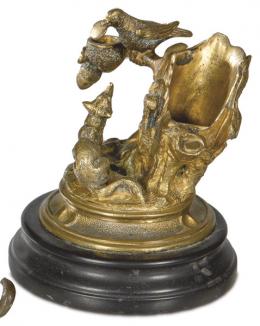 Lote 1467: "La Zorra y el Cuervo" en bronce dorado, Francia S. XIX
Pequeño bronce 