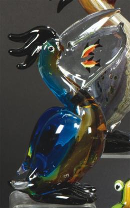 Lote 1505
Pelícano en cristal de Murano. S. XX.