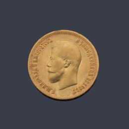 Lote 2558: Moneda Zar Nicolas II en oro de 22 K.