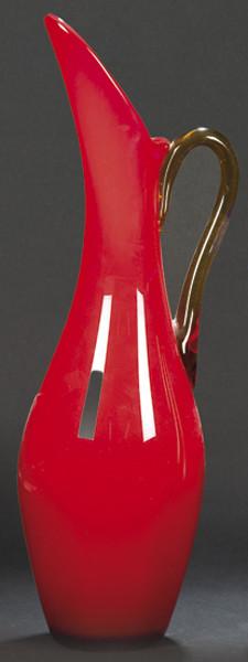 Lote 1018: Gran jarra de cristal de Murano roja
