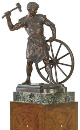 Lote 1027: Siguiendo a Pierre Dubois (Francia 1829-1905)
"Paix et Travail"
Escultura en bronce patinado. Titulada y con inscripción "Premio del Ministerio de la Guerra Zaragoza 1904".