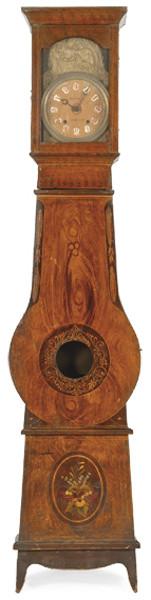 Lote 1030: Reloj de caja alta estilo Moretz en caja de pino pintada.
Siglo XIX
