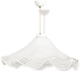 Lote 1177: Lámpara de techo de perfil sinuoso en cristal opalino blanco de murano.
S. XX