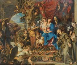 Lote 70: COPIA DE CLAUDIO COELLO S. XIX - La Virgen con el Niño entre las Virtudes Teologales y santos