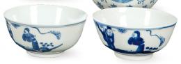 Lote 1366: Pareja de cuencos de porcelana china azul y blanco Dinastía Qing S. XIX