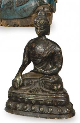 Lote 1418: "Buda Sentado" en bronce patinado, China Dinastía Qing S. XIX.