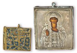 Lote 1470: Dos iconos de plata
