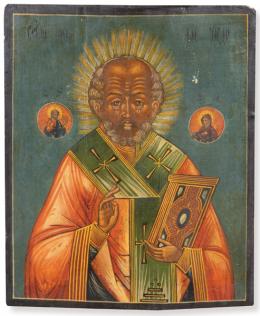 Lote 1476
Escuela Rusa S. XIX
"Santo Obispo"
Icono ruso pintado sobre tabla.