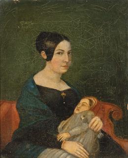 Lote 92: ESCUELA GRANADINA S. XIX - Retrato de Agustina Díez de Leyva, natural de Granada